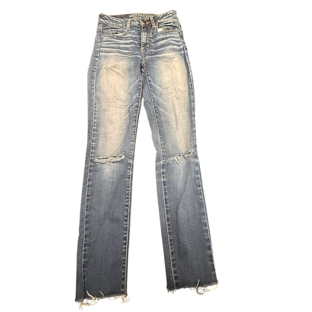 American Eagle Women's Blue Hi-Rise Jegging Super Super Stretch Jeans Size 2
